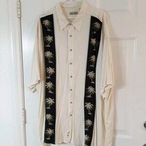 Hollis River Men's 3XL Ivory Short Sleeve Hawaiian Button Up Shirt Palm Trees